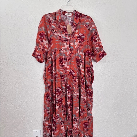 NWT Natural Life Rebecca Midi Dress Orange Floral Small - Picture 3 of 7